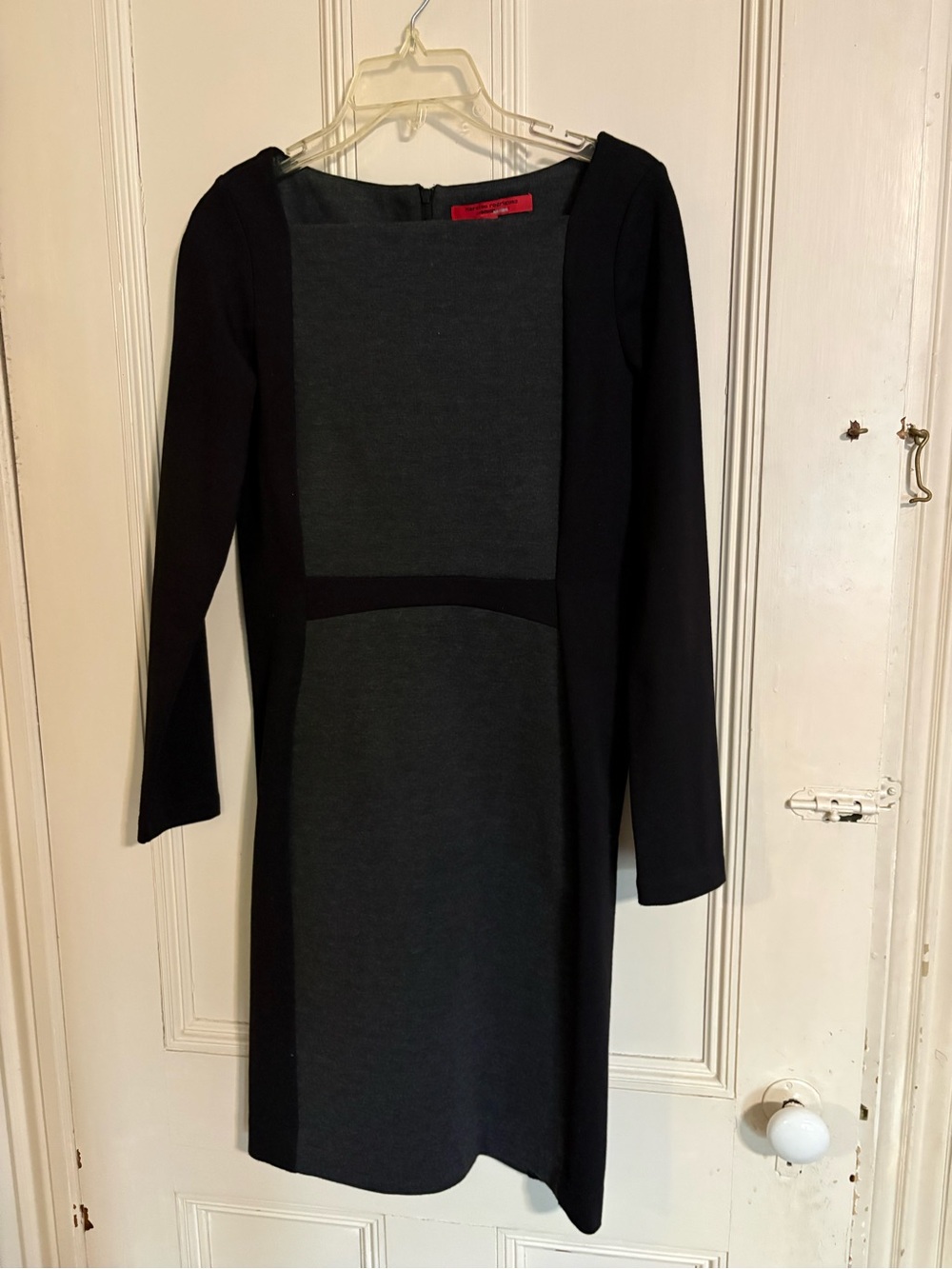 Narciso Rodriguez Black and Charcoal Long-Sleeve Sheath Dress